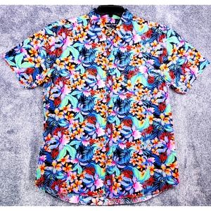 Amongst Others Colorful floral print button down casual shirt